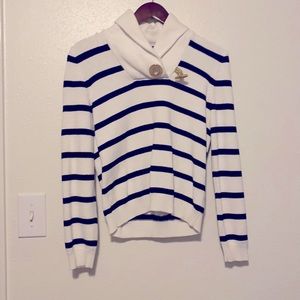 Black and white striped and collard Ralph Lauren Sweater.